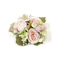 Centre de table floral d'hortensias, de roses et de baies - 10 x 16 cm - Couleur au choix