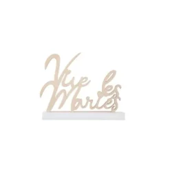 Centre de table Vive les Mariés sur socle en bois
