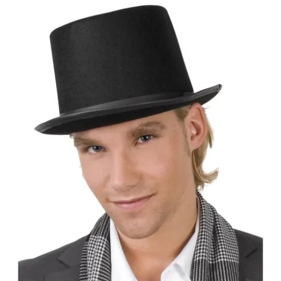Chapeau cabaret haut-de-forme feutre - Noir