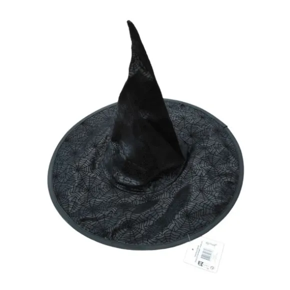 Chapeau de sorcière noir pour femme - motif toiles d'araignées