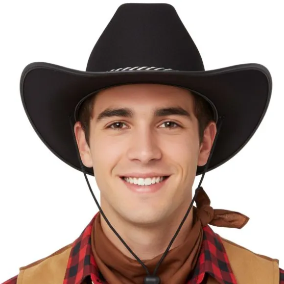 Chapeau noir de Cow-Boy en feutrine
