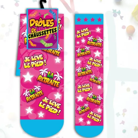 Chaussettes "La Retraite Je Lève Le Pied !" - Rose