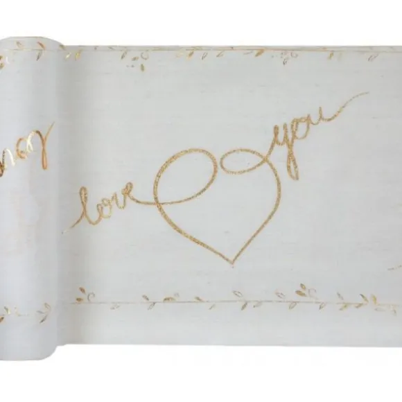 Chemin de Table en Coton "Just Married" - Or