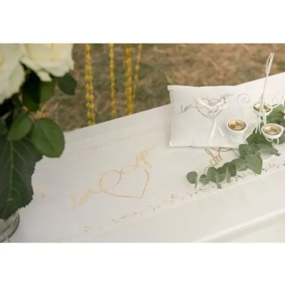 Chemin de Table en Coton "Just Married" - Or