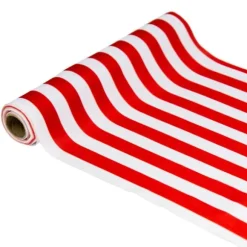 Chemin de table en tissu avec rayures rouges et blanches - Pirate - 5 mètres