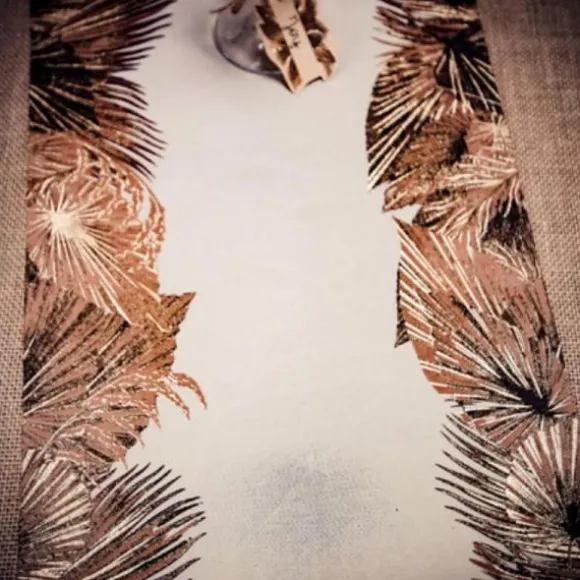 Chemin de table - Palm Leaf - Sable et Or