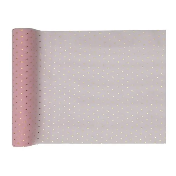 Chemin de Table Plumetis Rose et Or