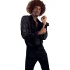 Chemise 70's Noire en Satin