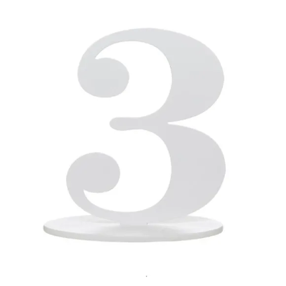 Chiffre 3 en Bois Blanc sur Socle