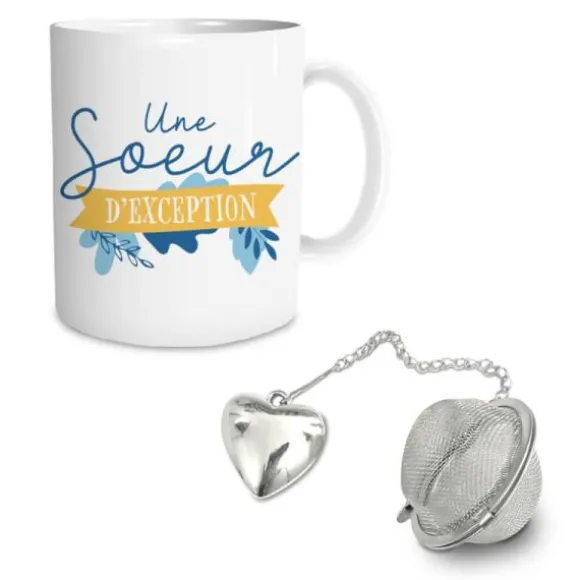 Coffret Cadeau Mug et Boule à thé - Une sœur d'exception