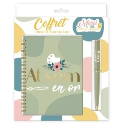 Coffret Carnet de Notes et Stylo - Atsem en or