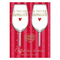 Coffret Duo de verres à vin - Saint-Valentin - Collection Chéri Chérie