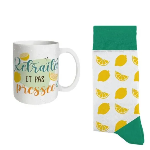 Coffret Mug à paillettes et Chaussettes à paillettes pour départ à la retraite pour femme