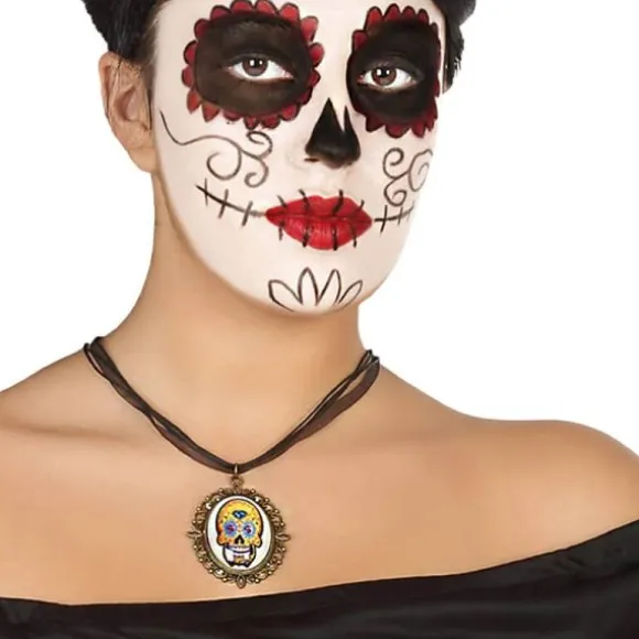 Collier Day Of The Dead - Pendentif Jaune et Blanc