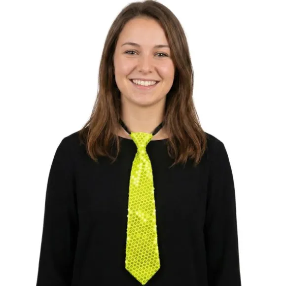 Cravate à sequins fluo - Couleur au choix
