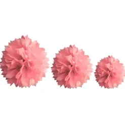 Décoration Pompon Rose - assortiment de 3 tailles