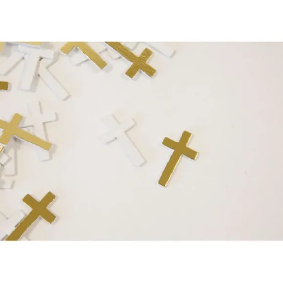 20 décorations de table à parsemer - Croix - Blanc et Or