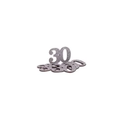 6 décorations pailletées en bois à parsemer pour anniversaire - Argent - Âge au choix