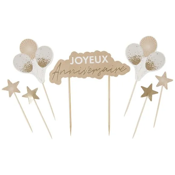 7 décorations pour gâteau "Joyeux Anniversaire" - Collection Éclat