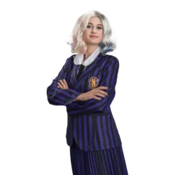 Déguisement de Mercredi ® Addams pour adulte - Uniforme scolaire de Nevermore - Noir / Violet - Taille au choix