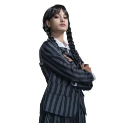 Déguisement de Mercredi ® Addams pour adulte - Uniforme scolaire de Nevermore - Noir / Gris - Taille au choix