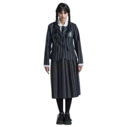 Déguisement de Mercredi ® Addams pour adulte - Uniforme scolaire de Nevermore - Noir / Gris - Taille au choix