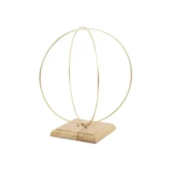Double cercle métal sur socle - Ø 30 cm et Ø 28 cm - Couleur Or