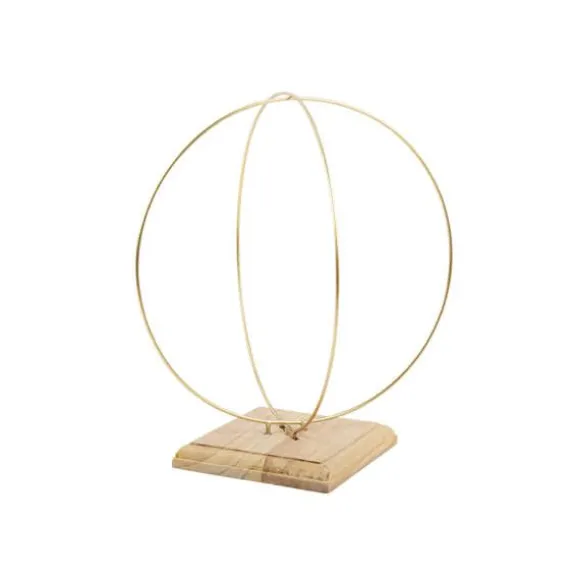 Double cercle métal sur socle - Ø 30 cm et Ø 28 cm - Couleur Or