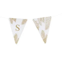 5 Fanions Blancs et Paillettes Or " S " - Fougère
