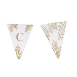 5 Fanions Blancs et Paillettes Or " C " - Fougère