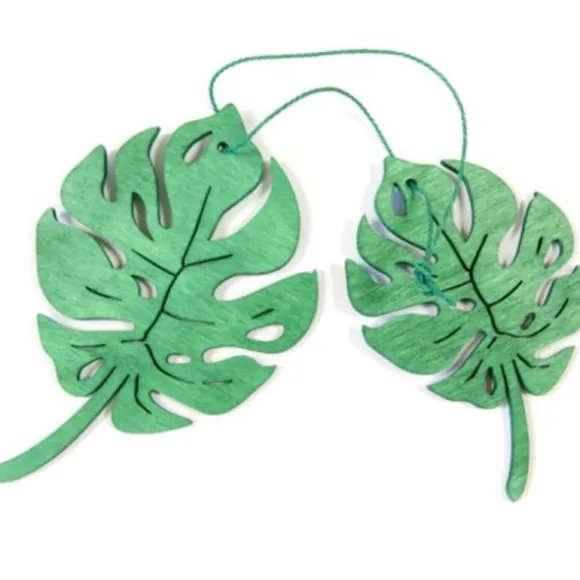 2 feuilles Monstera en bois à suspendre - Moyenne et petite