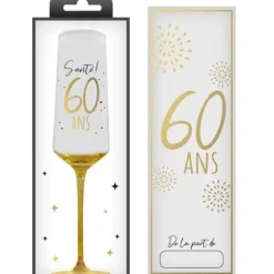 Flûte à champagne en verre pour anniversaire - Âge au choix