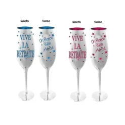 Flûte à Champagne Vive la Retraite - Bleu ou Rose