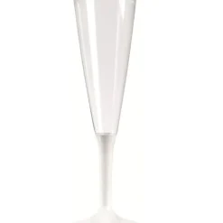 10 Flûtes à Champagne Plastique Pied Blanc