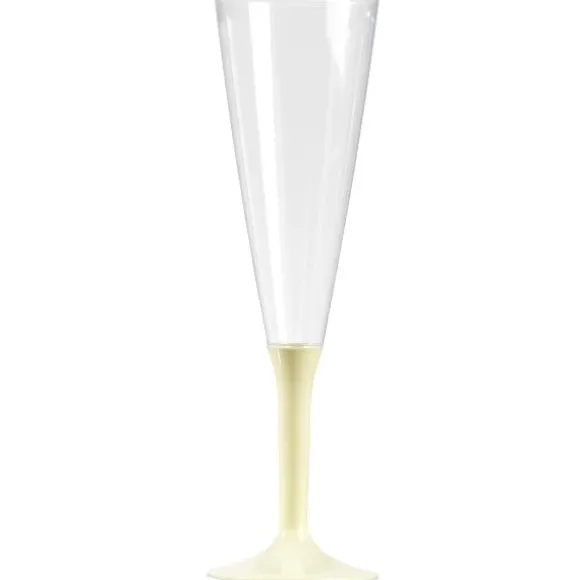 10 Flûtes à Champagne Plastique Pied "Ivoire"