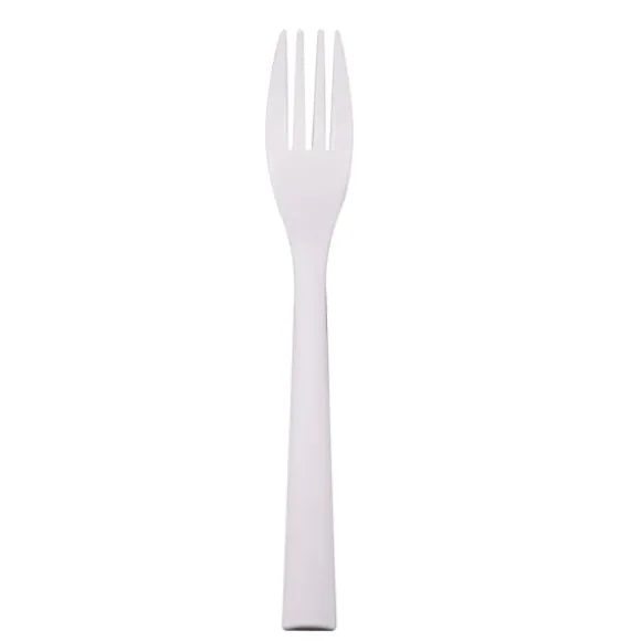 50 fourchettes "Picnik" blanches incassables en polypropylène - 18 cm