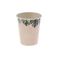 8 gobelets "Love Paradise" en carton - 255 ml - Collection Coco Palm