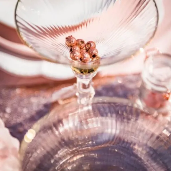12 Grosses Perles en Bois - Paillettes Rose Gold