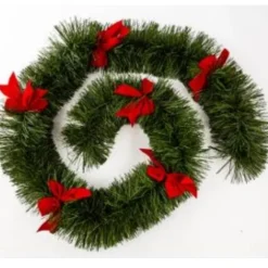 Guirlande Boa XXL - Effet Branche de Sapin avec Nœuds Rouges
