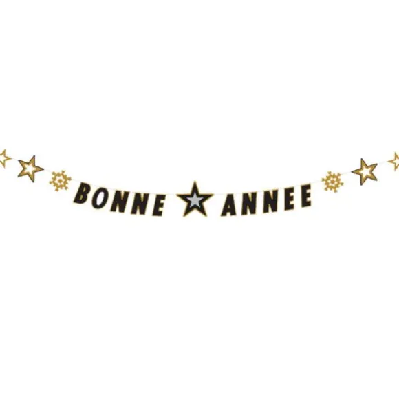 Guirlande Bonne Année - 3 m - Noir & Or
