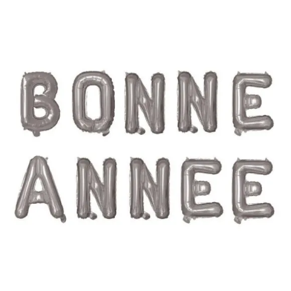 Guirlande de ballons métallisés en mylar - Bonne Année - Couleur au choix