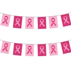 Guirlande de 20 fanions - Octobre Rose - 10 m