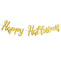Guirlande de lettres dorées en papier - Happy Halloween - 2,5 m