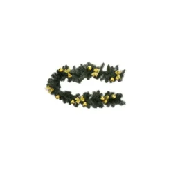 Guirlande de sapin à nœuds et boules dorés - 2 m