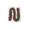 Guirlande de sapin à poinsettias et boules rouges - 2 m