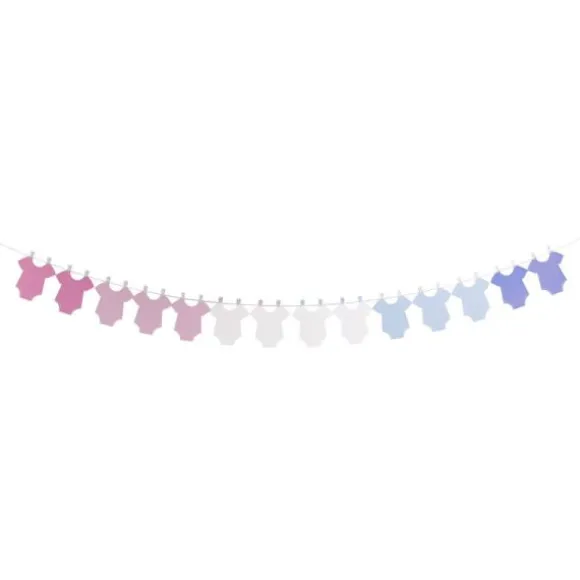 Guirlande Personnalisable Gender Reveal - Rose / Blanc / Bleu - 3 m x 23 cm