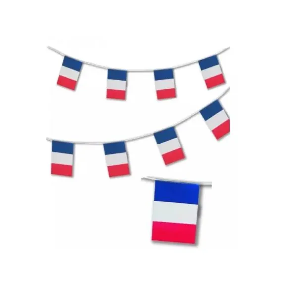 Guirlande Tricolore France Plastique - 20 pavillons - 10M
