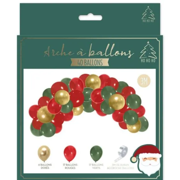 Kit arche à ballons - 40 ballons en latex - Noël Traditionnel