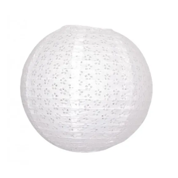 Lanterne Japonaise en Papier Blanche Effet Dentelle - 35 cm