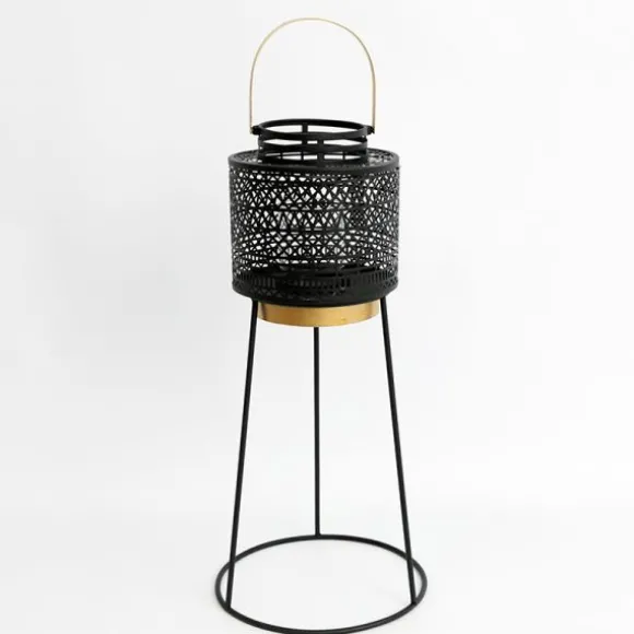 Lanterne Métal Noir sur pied - 59cm